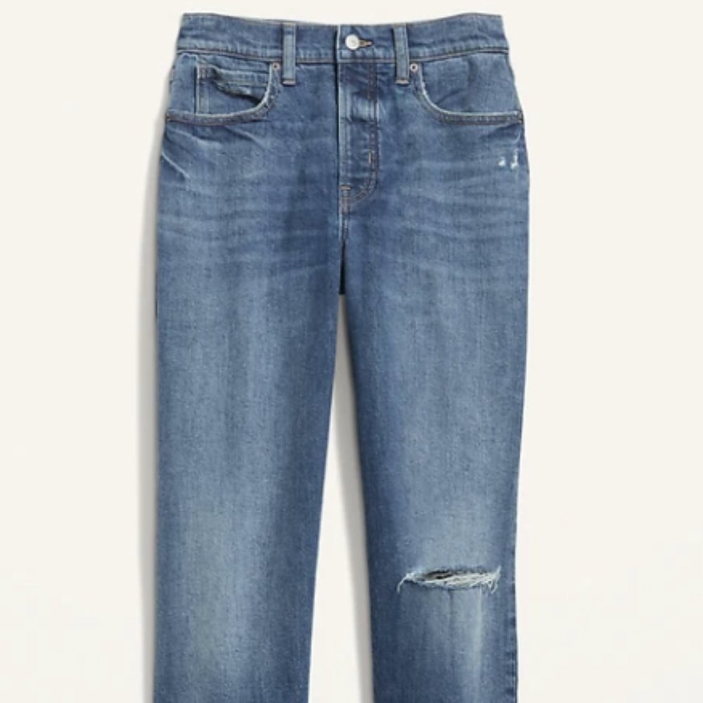 NWT Old Navy Curvy Extra High-Waisted Button-Fly Sky-Hi Straight Jeans sz 6